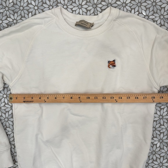 Women's Maison Kitsune Pullover Sweatshirt with Fox Head in Cream, Size S - Picture 7 of 7
